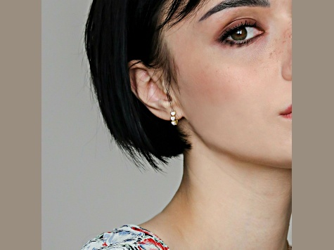 3.33ctw Created White Sapphire Heart Hoop Earrings in Yellow Gold Over Sterling Silver