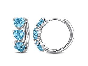 2.88ctw Sky Blue Topaz Huggie Hoop Earrings in Sterling Silver
