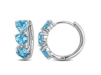 Picture of 2.88ctw Sky Blue Topaz Huggie Hoop Earrings in Sterling Silver
