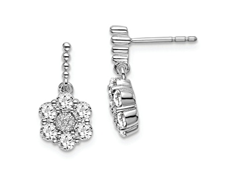 Rhodium Over 14K White Gold Lab Grown Diamond SI1/SI2, G H I, Floral Earrings