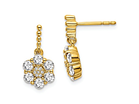 14K Yellow Gold Lab Grown Diamond SI1/SI2, G H I, Floral Earrings