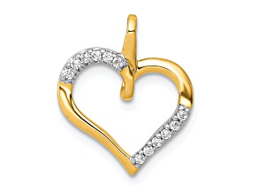 14K Two-tone Gold Diamond Heart Pendant