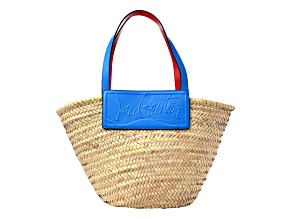 Christian Louboutin Loubishore Blue Woven Raffia Large Tote Bag