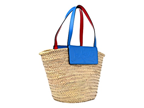 Christian Louboutin Loubishore Blue Woven Raffia Large Tote Bag