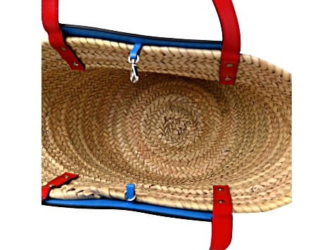 Christian Louboutin Loubishore Blue Woven Raffia Large Tote