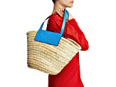 Christian Louboutin Loubishore Blue Woven Raffia Large Tote Bag