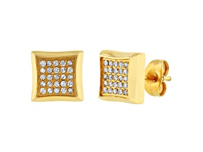 Yellow Ion-Plated Stainless Steel and Champagne Diamond Earrings 0.25ctw