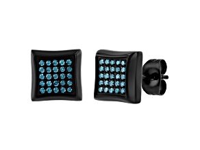 Black Stainless Steel and Blue Diamond Stud Earrings 0.25ctw