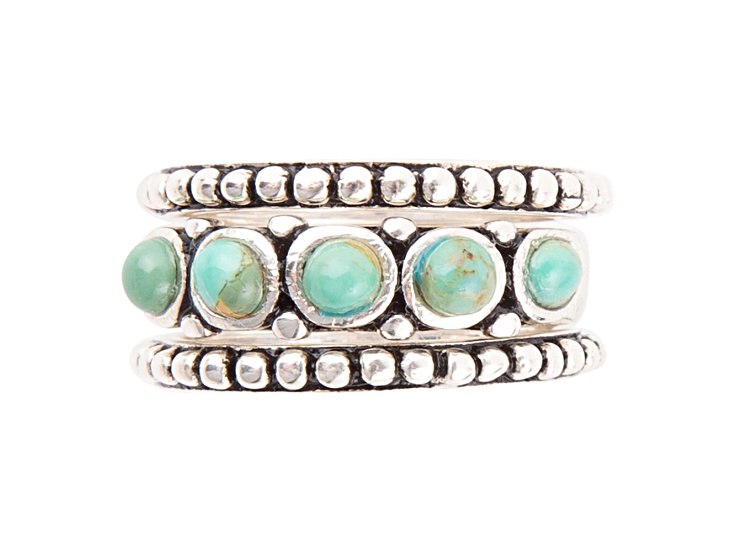 Barse Jewelry Blue Composite Turquoise Sterling Silver Triple Play Stack Ring