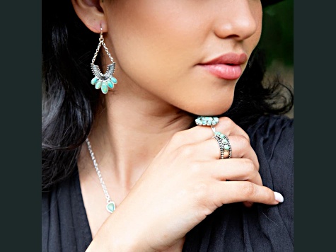 Barse Jewelry Blue Composite Turquoise Sterling Silver Triple Play Stack Ring