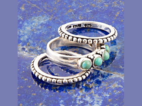 Barse Jewelry Blue Composite Turquoise Sterling Silver Triple Play Stack Ring