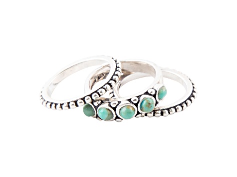 Barse Jewelry Blue Composite Turquoise Sterling Silver Triple Play Stack Ring