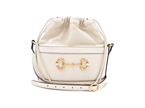 Gucci 1955 Horsebit White Leather Bucket Bag