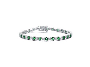 Emerald Green Cubic Zirconia, Rhodium Plated over Brass Tennis Bracelet