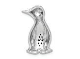 Rhodium Over 14k White Gold Black Diamond Penguins Chain Slide Pendant