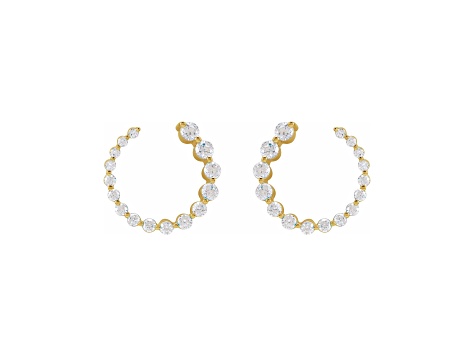 14K Yellow Gold 0.88ctw Round Lab-Grown Diamond Front-Back Style Earrings