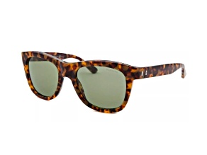 Saint Laurent Brown Tortoise Frame / Green Lenses Sunglasses
