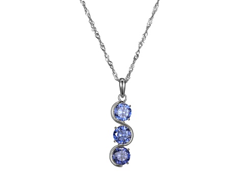 Blue Cubic Zirconia Platinum Over Sterling Silver June Birthstone Pendant 5.94ctw