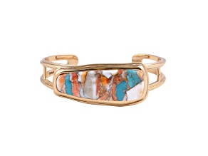 Barse Jewerly Blended Turquoise With Spiny Oyster Shell Gold Tone Simplicity Refined Bracelet