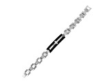 Mens Carbon Fiber and Stainless Steel with Black Leather Accent Cross Bracelet