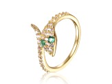 Emerald and White Topaz 14K Yellow Gold Over Sterling Silver Bypass Snake Ring