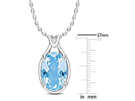13.50ctw Sky Blue Topaz and White Topaz Solitaire Pendant with Chain in ...