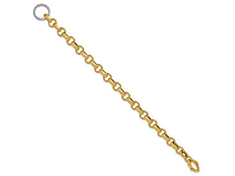 14K Yellow Gold with White Rhodium Diamond 7.5-inch Bracelet 0.35ctw