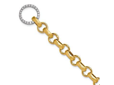 14K Yellow Gold with White Rhodium Diamond 7.5-inch Bracelet 0.35ctw