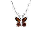 Red Garnet Sterling Silver Butterfly Pendant With Chain 0.55ctw