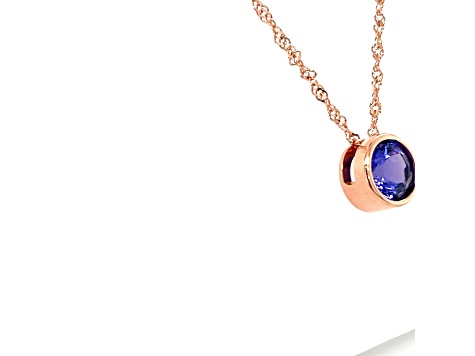 Round Tanzanite and Cubic Zirconia 18K Rose Gold Over Sterling Silver Pendant with chain, 1.5ctw.