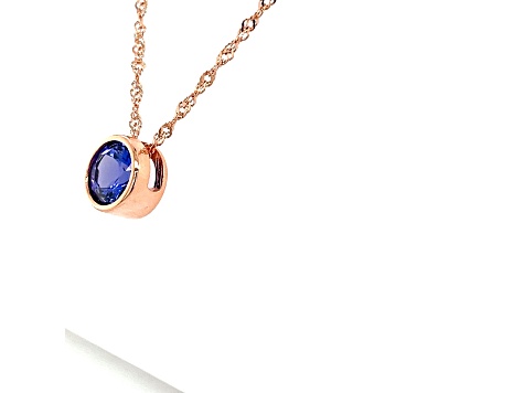 Round Tanzanite and Cubic Zirconia 18K Rose Gold Over Sterling Silver Pendant with chain, 1.5ctw.