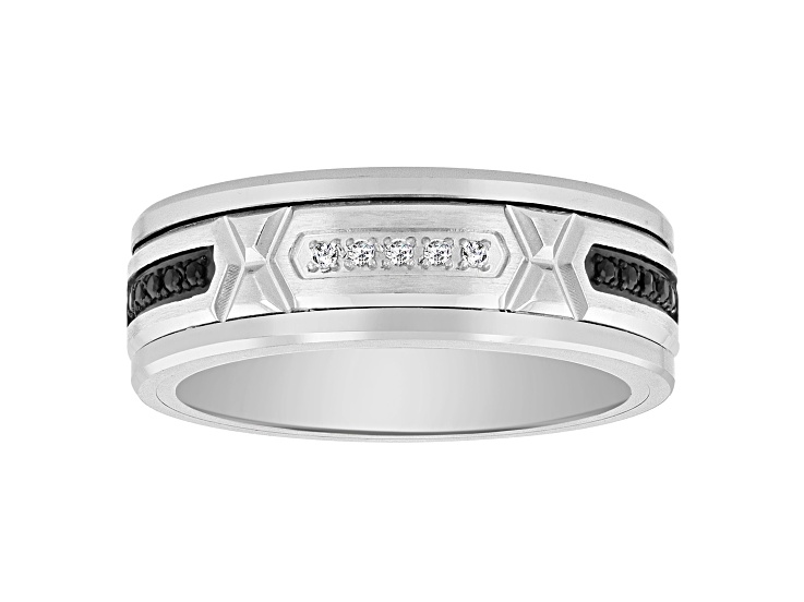 Two-tone Ion-Plated Tungsten Black and White Diamond Tungsten Comfortâ„¢ Band
