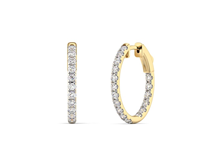 White Lab-Grown Diamond H SI 10K Yellow Gold Inside-Out Hoop Earrings 2.00 ctw