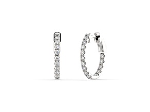 White Lab-Grown Diamond H SI 10K White Gold Inside-Out Hoop Earrings 1.00ctw