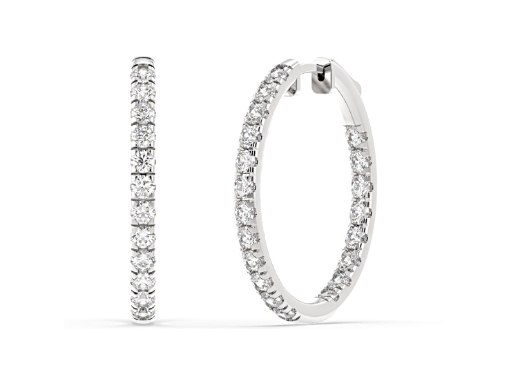 White Lab-Grown Diamond H SI 10K White Gold Inside-Out Hoop Earrings 4.00 ctw