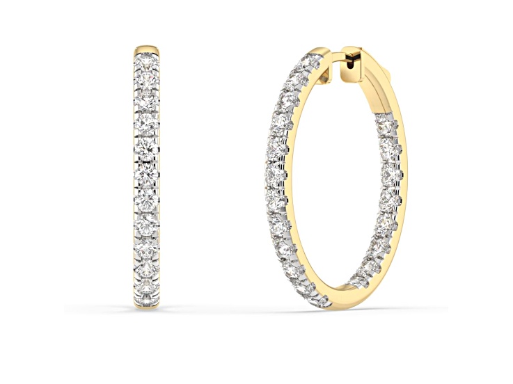 White Lab-Grown Diamond H SI 10K Yellow Gold Inside-Out Hoop Earrings 5.00 ctw