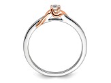 14K Two-tone White and Rose First Promise Polish Round Diamond Promise Ring 0.11ctw