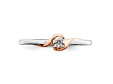 14K Two-tone White and Rose First Promise Polish Round Diamond Promise Ring 0.11ctw