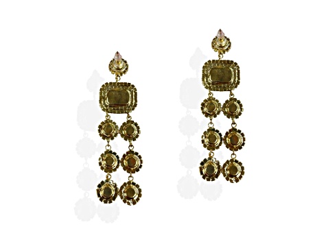 Off Park® Collection, Gold-Tone Two-Row Dangle Drop AB Siam Red Crystal Earrings.