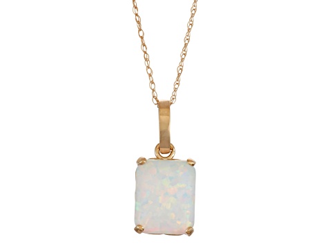 Lab Created Opal 10K Yellow Gold Pendant 2.30ctw