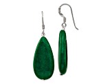 Sterling Silver Polished Green Jadeite Teardrop Dangle Earrings