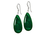 Sterling Silver Polished Green Jadeite Teardrop Dangle Earrings