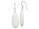 Sterling Silver Polished White Jadeite Teardrop Dangle Earrings