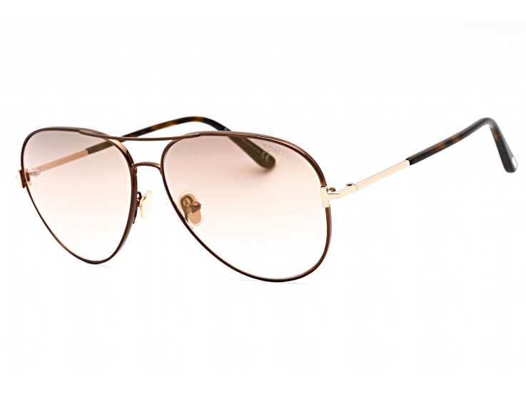 Tom Ford Shiny Dark Brown Aviator Frame / Brown Mirrored  display picture 3