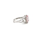 Rhodium Over Sterling Silver Oval Peach Morganite and White Zircon Ring 2.22ctw