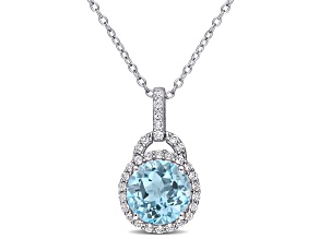 4ctw Sky Blue and White Topaz Pendant with Chain in Sterling Silver