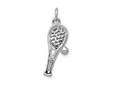 Rhodium Over 14k White Gold Diamond Racket and Ball Pendant