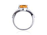 Oval Citrine with White Topaz Accents Sterling Silver Ring, 3.68ctw