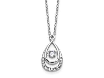 Picture of Rhodium Over Sterling Silver Polished Vibrant Cubic Zirconia Teardrop Necklace