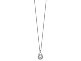 Rhodium Over Sterling Silver Polished Vibrant Cubic Zirconia Teardrop Necklace